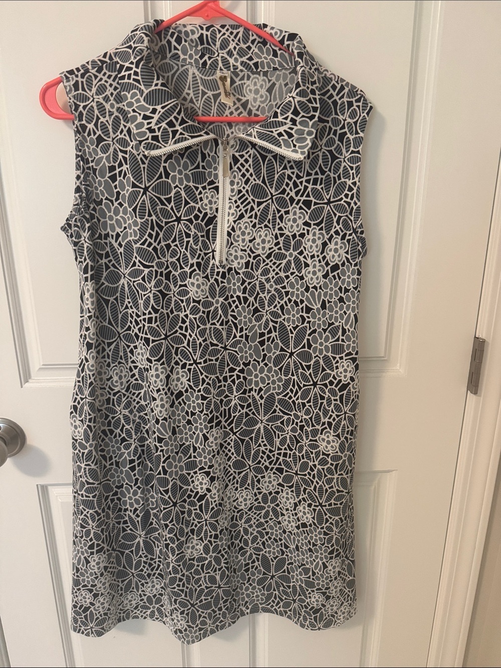 Shoreline Black and White Floral Lace-Pattern Midi Dress